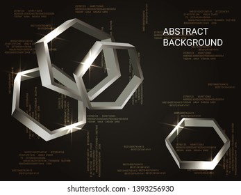 Polygon volume sparkle on background. 3D vector illustration . Modern geometric background. Abstract composition. Silver three-dimensional polygon in space.