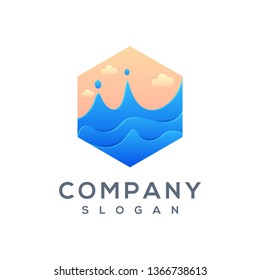 polygon wave logo ready to use