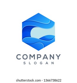 polygon wave logo ready to use