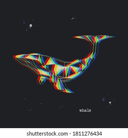 Polygon whale. Abstract geometric animal. Low poly logo icon
