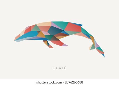 Polygon whale. Low poly animal. Geometric logo icon. Colorful symbol