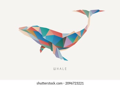 Polygon whale. Low poly animal. Geometric logo icon. Colorful symbol