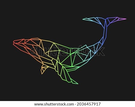 Polygon whale. Low poly animal. Geometric logo icon. Triangle graphic