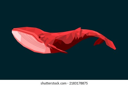 Polygon whale vector illustration. Mosaic drawing of ocean fish. Massive buy sign.