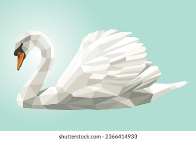 Polygon with white swan on green background