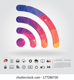 Polygon Wifi Symbol With Communication Icon Vector