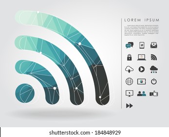 Polygon Wifi Symbol With Communication Icon Vector