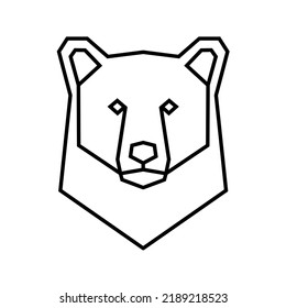 Polygon wild bear icon. Geometric head of an animal. Linear style vector illustration. Front symmetric design image