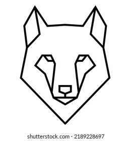 Icono de lobo salvaje de polígono. Cabeza geométrica de un animal. Ilustración vectorial de estilo lineal. Imagen de diseño simétrico frontal