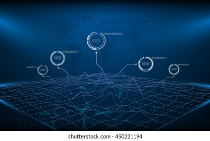 Polygon Wireframe Landscape Technology Innovation Concept Background