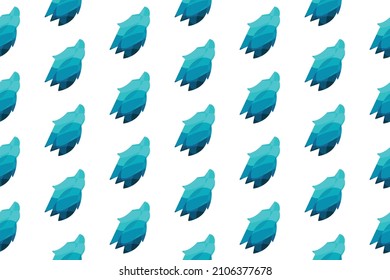 Polygon Wolf Head Seamless Pattern Design. Vector Pattern Template. Repeating geometric pattern illustration of a modern premium badge of premium wolf head silhouette insignia with gradient polygons.