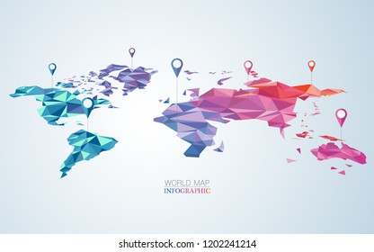 polygon world map element for infographic or decoration