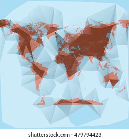 Polygon World Map With Paper Effect