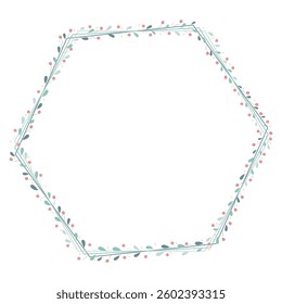 Polygon Wreath Frame With Green Leaf Decoration