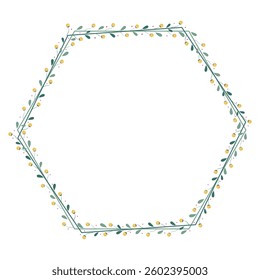 Polygon Wreath Frame With Yellow And Green Leaf Decoration