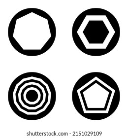 Polygon1-2cg Flat Icon Set Isolated On White Background