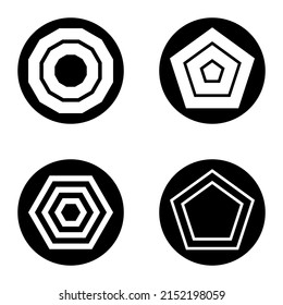 Polygon1-2cg Flat Icon Set Isolated On White Background