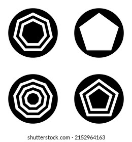 Polygon1-2cg Flat Icon Set Isolated On White Background