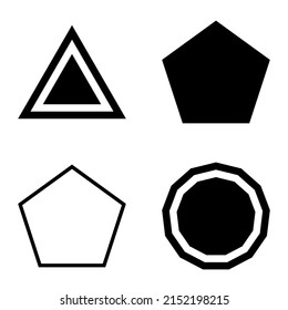Polygon2 Flat Icon Set Isolated On White Background
