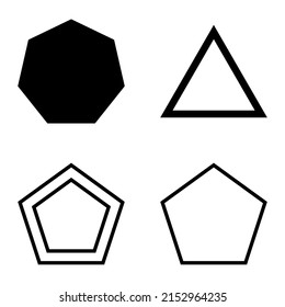 Polygon2 Flat Icon Set Isolated On White Background