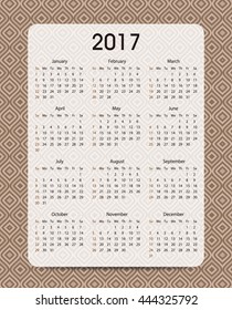 Polygonal 2017 calendar template for commercial and private use