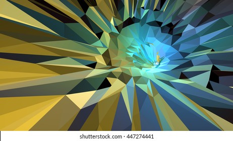 Polygonal 3d abstract background colorful in green and yellow tone
