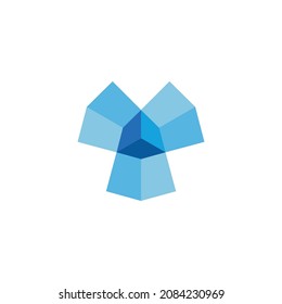 polygonal 3d gradient blue diamond symbol logo vector