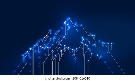 Polygonal 3d New Blockchain Network  in dark blue background. Outline concept vector. Wire-frame style. The layers of visible and invisible lines. 3D illustration. Online cooperation services.