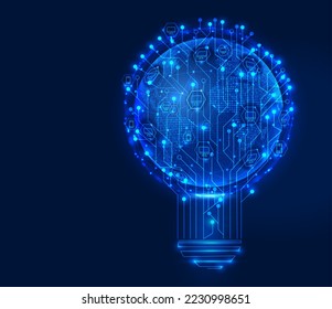 Polygonal 3d New Blockchain Network  in dark blue background. Outline concept vector. Wire-frame style. The layers of visible and invisible lines. 3D illustration. Low poly earth and bulb as idea.