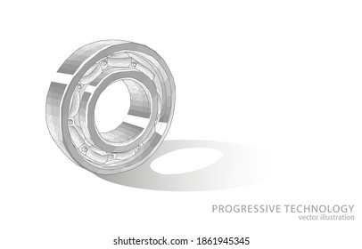 
Polygonal 3D vector illustration of a bearing on a white background, symbol of mechanical engineering, machine tool industry, mechanical engineering, mechanization.