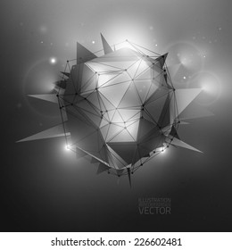 Polygonal 3D vector sci-fi illustration. Dark vector background. Technology vector background. Concept vector art. Abstract vector background. Vector wallpaper