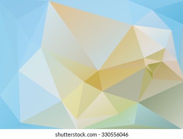 Polygonal abstract background with blue and beige triangles.