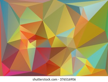 Polygonal abstract background with blue and orange triangles.