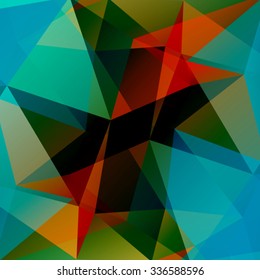 Polygonal abstract background with blue and red triangles.