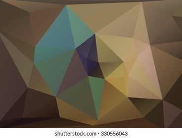 Polygonal abstract background with brown and blue triangles.