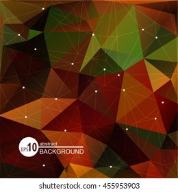 Polygonal abstract background with brown and green triangles.