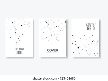 Polygonal abstract background with connected line and dots. Modern cover brochure with technological design for future world projects.