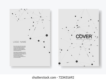 Polygonal abstract background with connected line and dots. Modern cover brochure with technological design for future world projects.