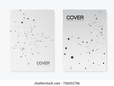 Polygonal abstract background with connected line and dots. Modern cover brochure with technological design for future world projects.