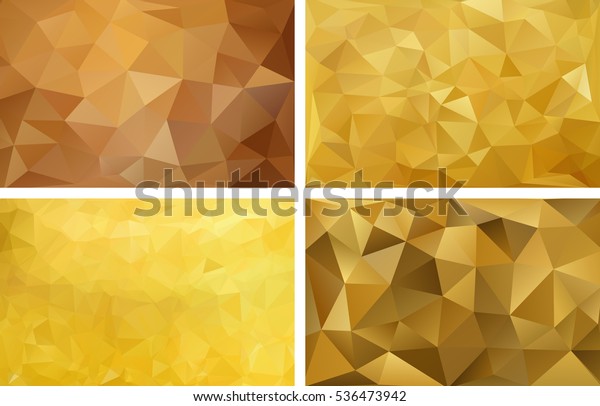 Polygonal Abstract Background Four Backgrounds Gold Stok Vektör (Telifsiz) 536473942