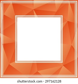 Polygonal abstract background frame with bright orange triangles.