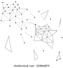 Polygonal Abstract Background . Geometric Line Dots Shape . Connection Structure . Molecular Concept 