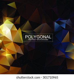 Polygonal Abstract Background, Gold and Black