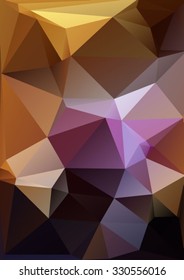 Polygonal abstract background with gold and violet triangles.