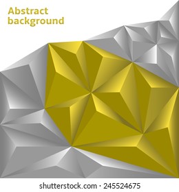 Polygonal abstract background with golden and silver elements. Vector illustration.