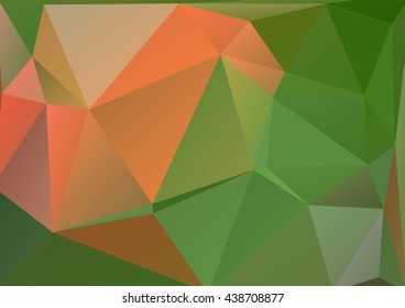 Polygonal abstract background with green and pink triangles.