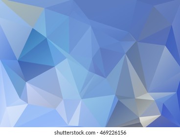Polygonal abstract background with light and bright blue triangles.