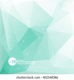 Polygonal abstract background with light mint triangles.
