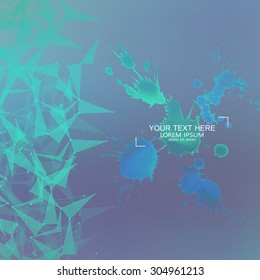 Polygonal Abstract background. Low poly, molecule and communication with connected dots and lines. Vector Illustration