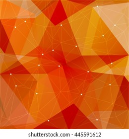 Polygonal abstract background with orange bright triangles.